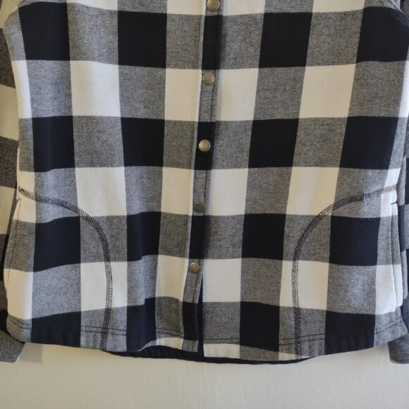 ORVIS Women's Flannel Jacket Black/White Plaid Fleece Lined Utility Cabin Medium - Picture 8 of 10